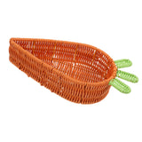 Maxbell Rattan Woven Basket Carrot Shaped Hand Woven Easter for Table Top Food Fruit Large 32x23x7.5cm