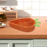 Maxbell Rattan Woven Basket Carrot Shaped Hand Woven Easter for Table Top Food Fruit Large 32x23x7.5cm