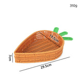 Maxbell Rattan Woven Basket Carrot Shaped Hand Woven Easter for Table Top Food Fruit Small 29.5x19.5x7cm