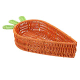 Maxbell Rattan Woven Basket Carrot Shaped Hand Woven Easter for Table Top Food Fruit Small 29.5x19.5x7cm