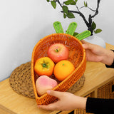Maxbell Rattan Woven Basket Carrot Shaped Hand Woven Easter for Table Top Food Fruit Small 29.5x19.5x7cm