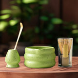 Maxbell 4x Matcha Ceremony Set Ceramic Matcha Bowl Set for Dining Room Home Tea Room Green