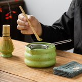 Maxbell 4x Matcha Ceremony Set Ceramic Matcha Bowl Set for Dining Room Home Tea Room Green