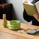 Maxbell 4x Matcha Ceremony Set Ceramic Matcha Bowl Set for Dining Room Home Tea Room Green
