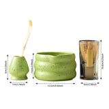 Maxbell 4x Matcha Ceremony Set Ceramic Matcha Bowl Set for Dining Room Home Tea Room Green