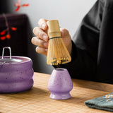 Maxbell 4x Matcha Ceremony Set Ceramic Matcha Bowl Set for Dining Room Home Tea Room Purple