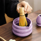 Maxbell 4x Matcha Ceremony Set Ceramic Matcha Bowl Set for Dining Room Home Tea Room Purple