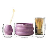 Maxbell 4x Matcha Ceremony Set Ceramic Matcha Bowl Set for Dining Room Home Tea Room Purple