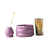 Maxbell 4x Matcha Ceremony Set Ceramic Matcha Bowl Set for Dining Room Home Tea Room Purple