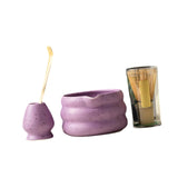 Maxbell 4x Matcha Ceremony Set Ceramic Matcha Bowl Set for Dining Room Home Tea Room Purple