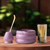 Maxbell 4x Matcha Ceremony Set Ceramic Matcha Bowl Set for Dining Room Home Tea Room Purple