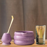 Maxbell 4x Matcha Ceremony Set Ceramic Matcha Bowl Set for Dining Room Home Tea Room Purple