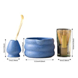 Maxbell 4x Matcha Ceremony Set Ceramic Matcha Bowl Set for Dining Room Home Tea Room Blue
