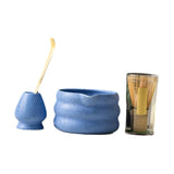 Maxbell 4x Matcha Ceremony Set Ceramic Matcha Bowl Set for Dining Room Home Tea Room Blue