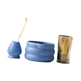 Maxbell 4x Matcha Ceremony Set Ceramic Matcha Bowl Set for Dining Room Home Tea Room Blue