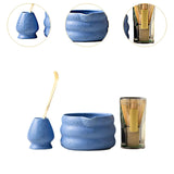 Maxbell 4x Matcha Ceremony Set Ceramic Matcha Bowl Set for Dining Room Home Tea Room Blue