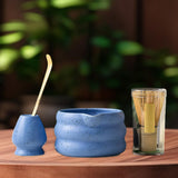 Maxbell 4x Matcha Ceremony Set Ceramic Matcha Bowl Set for Dining Room Home Tea Room Blue