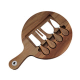 Maxbell Wooden Cheese Board and Knife Set Cheese Tray for Wedding Party Housewarming Argent knife