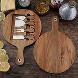 Maxbell Wooden Cheese Board and Knife Set Cheese Tray for Wedding Party Housewarming Argent knife