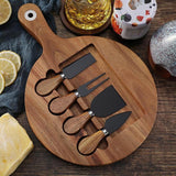 Maxbell Wooden Cheese Board and Knife Set Cheese Tray for Wedding Party Housewarming black knife