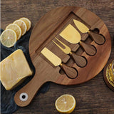 Maxbell Wooden Cheese Board and Knife Set Cheese Tray for Wedding Party Housewarming Gold knife
