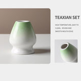 Maxbell Matcha Whisk and Bowl Unique Gift Idea Traditional Handmade Japanese Tea Set Gradient Green