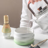 Maxbell Matcha Whisk and Bowl Unique Gift Idea Traditional Handmade Japanese Tea Set Gradient Green