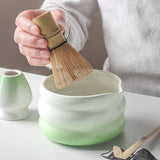 Maxbell Matcha Whisk and Bowl Unique Gift Idea Traditional Handmade Japanese Tea Set Gradient Green