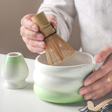 Maxbell Matcha Whisk and Bowl Unique Gift Idea Traditional Handmade Japanese Tea Set Gradient Green
