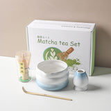 Maxbell Matcha Whisk and Bowl Unique Gift Idea Traditional Handmade Japanese Tea Set Gradient Blue