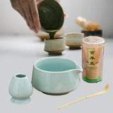 Maxbell 4Pcs Japanese Matcha Tea Set Tea Making Utensils for Restaurant Kitchen Home light blue