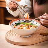 Maxbell Noodles Bowl Ramen Bowl for Udon, Soba, Pho Unbreakable Retro for Restaurant style C