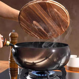 Maxbell 9.45inch Wok Pan with Handle Gas Frying Wok Pan for Restaurant Hotel Kitchen