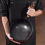 Maxbell 9.45inch Wok Pan with Handle Gas Frying Wok Pan for Restaurant Hotel Kitchen