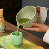 Maxbell Ceramic Matcha Tea Bowl 450ml Matcha Mixing Bowl for Family Friends Beginner Matcha Green