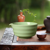 Maxbell Ceramic Matcha Tea Bowl 450ml Matcha Mixing Bowl for Family Friends Beginner Green