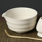Maxbell Ceramic Matcha Tea Bowl 450ml Matcha Mixing Bowl for Family Friends Beginner White