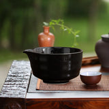 Maxbell Ceramic Matcha Tea Bowl 450ml Matcha Mixing Bowl for Family Friends Beginner Black
