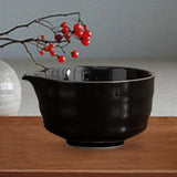 Maxbell Ceramic Matcha Tea Bowl 450ml Matcha Mixing Bowl for Family Friends Beginner Black