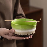 Maxbell Ceramic Matcha Tea Bowl 450ml Matcha Mixing Bowl for Family Friends Beginner Multicolor