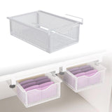 Maxbell Under Shelf Wire Basket Under Cabinet Hanging Drawer for Cabinet Office Home white