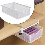 Maxbell Under Shelf Wire Basket Under Cabinet Hanging Drawer for Cabinet Office Home white
