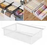 Maxbell Under Cabinet Hanging Drawer Metal Closet Organizer for Bathroom Living Room White