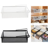 Under Cabinet Hanging Drawer Mesh Closet Hanging Basket for Wardrobes Office Black