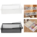 Under Cabinet Hanging Drawer Mesh Closet Hanging Basket for Wardrobes Office Black