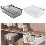 Maxbell Under Shelf Wire Basket Mesh Closet Hanging Basket for Office Wardrobes Home White