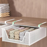 Maxbell Under Shelf Wire Basket Mesh Closet Hanging Basket for Office Wardrobes Home White