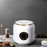 Digital Rice Cooker Auto Keep Warm 2L 7 Cooking Function for Pasta Eggs Soup white