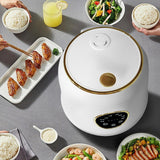 Digital Rice Cooker Auto Keep Warm 2L 7 Cooking Function for Pasta Eggs Soup white