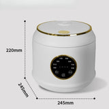 Digital Rice Cooker Auto Keep Warm 2L 7 Cooking Function for Pasta Eggs Soup white